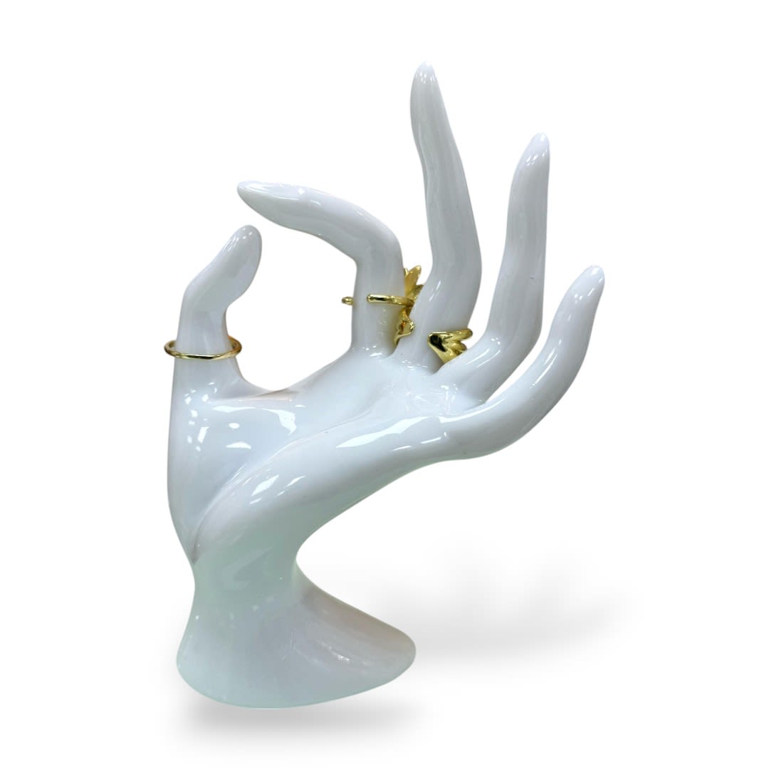 Exhibidor mostrario anillos mano blanca porcelana / unidad4