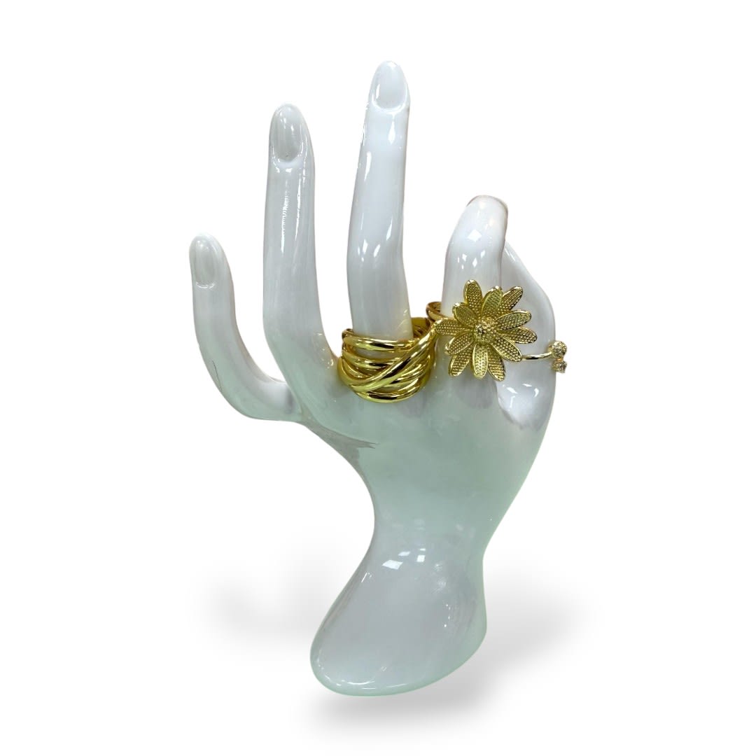 Exhibidor mostrario anillos mano blanca porcelana / unidad3