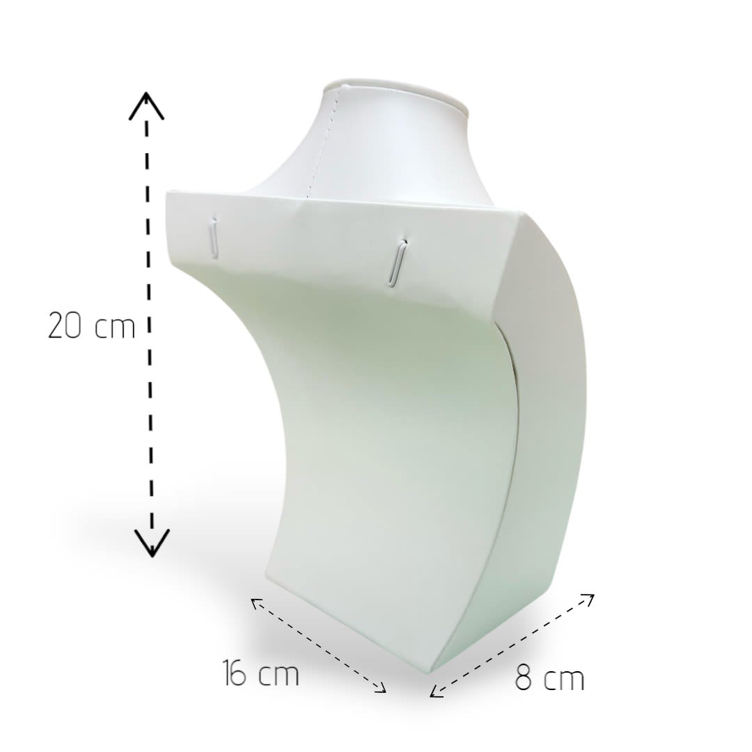 Exhibidor mostrario busto chico 20 cm eco cuero blanco / unidad2