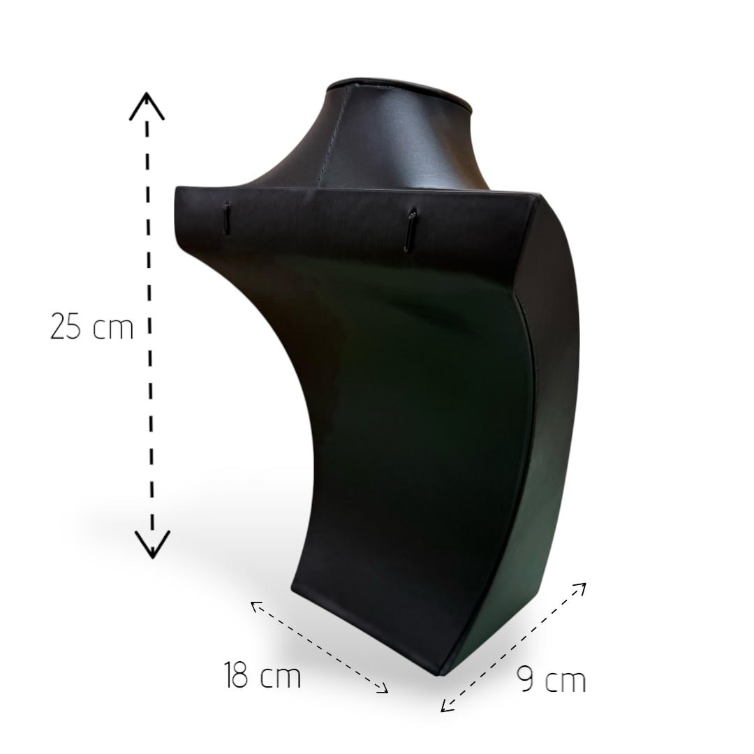 Exhibidor mostrario busto mediano 25 cm eco cuero negro / unidad2
