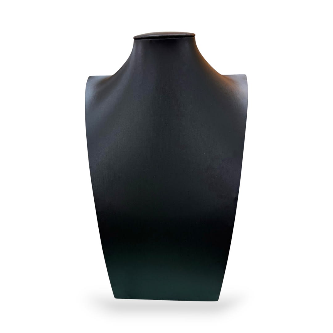 Exhibidor mostrario busto mediano 25 cm eco cuero negro / unidad3
