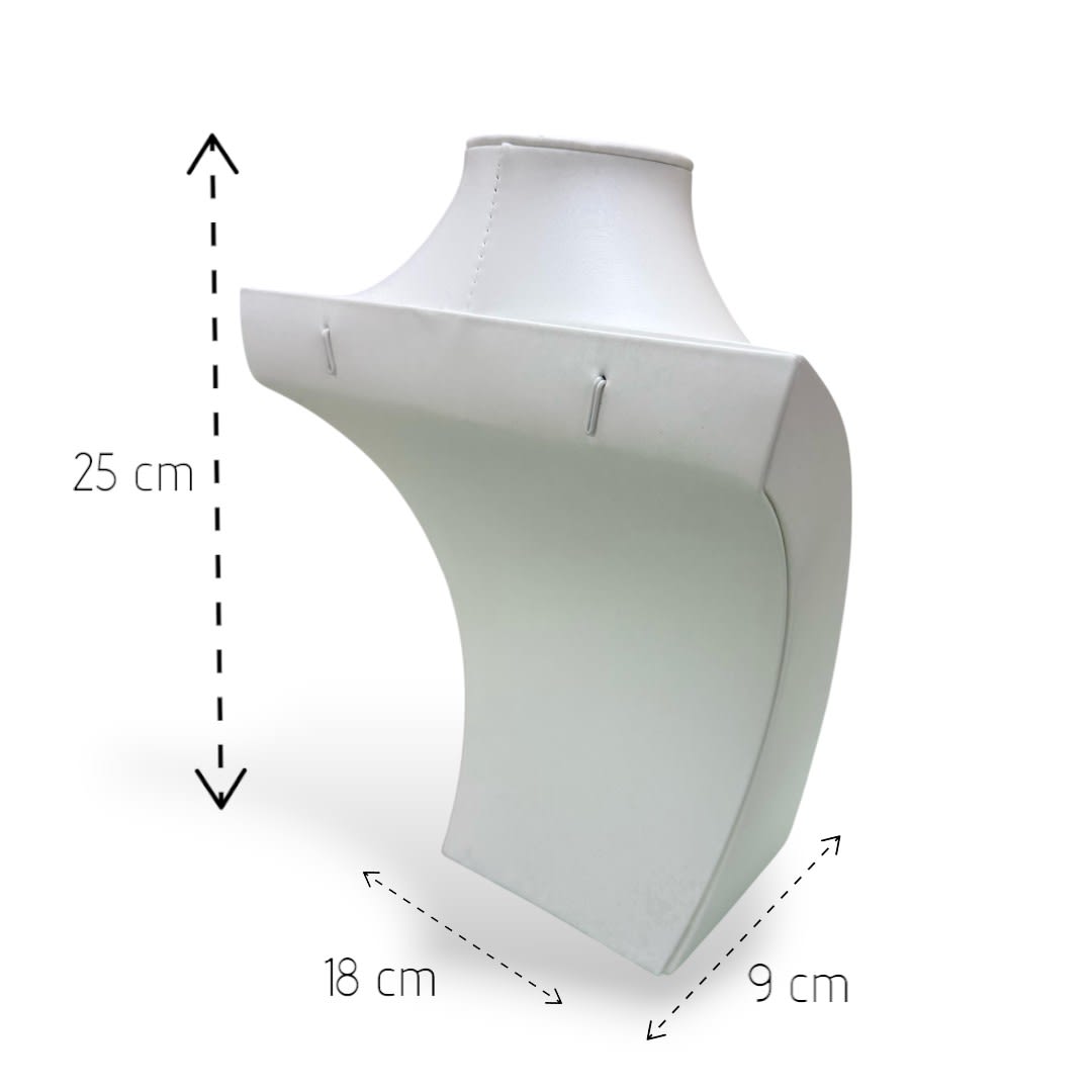 Exhibidor mostrario busto mediano 25 cm eco cuero blanco / unidad2