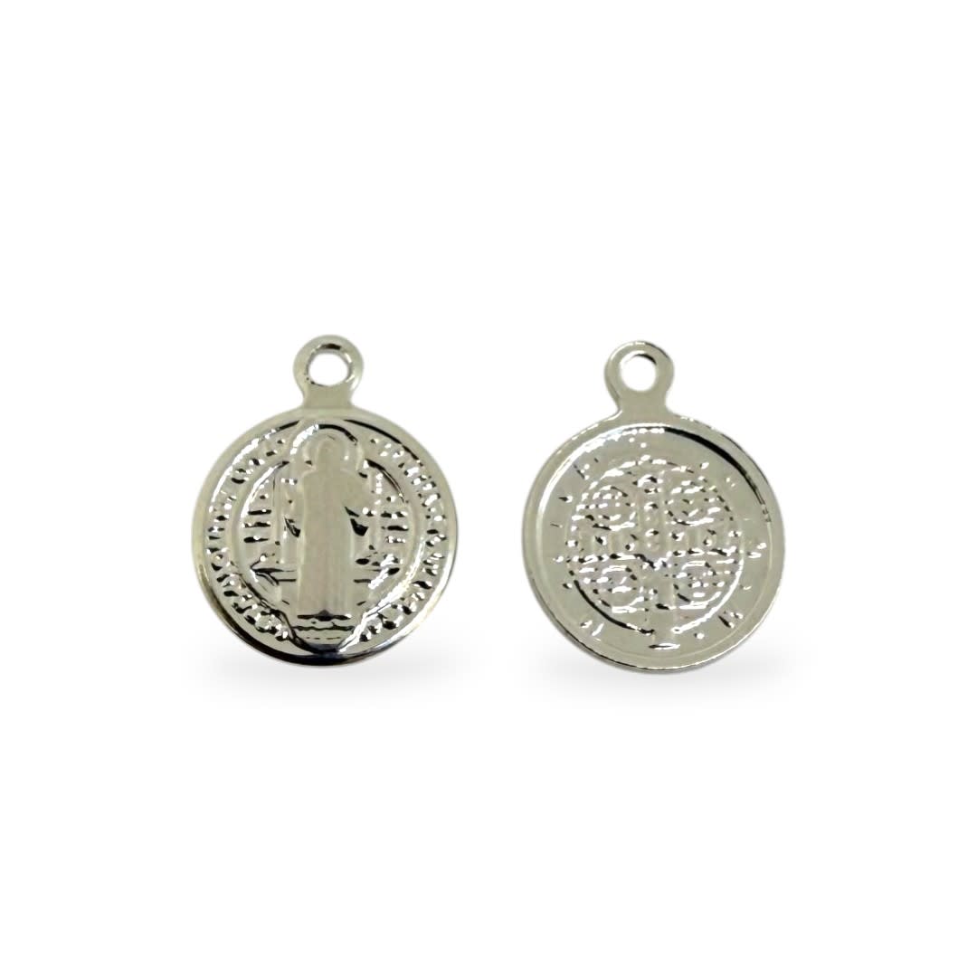 Mini dije medalla san benito baño de plata 8 mm / unidad1