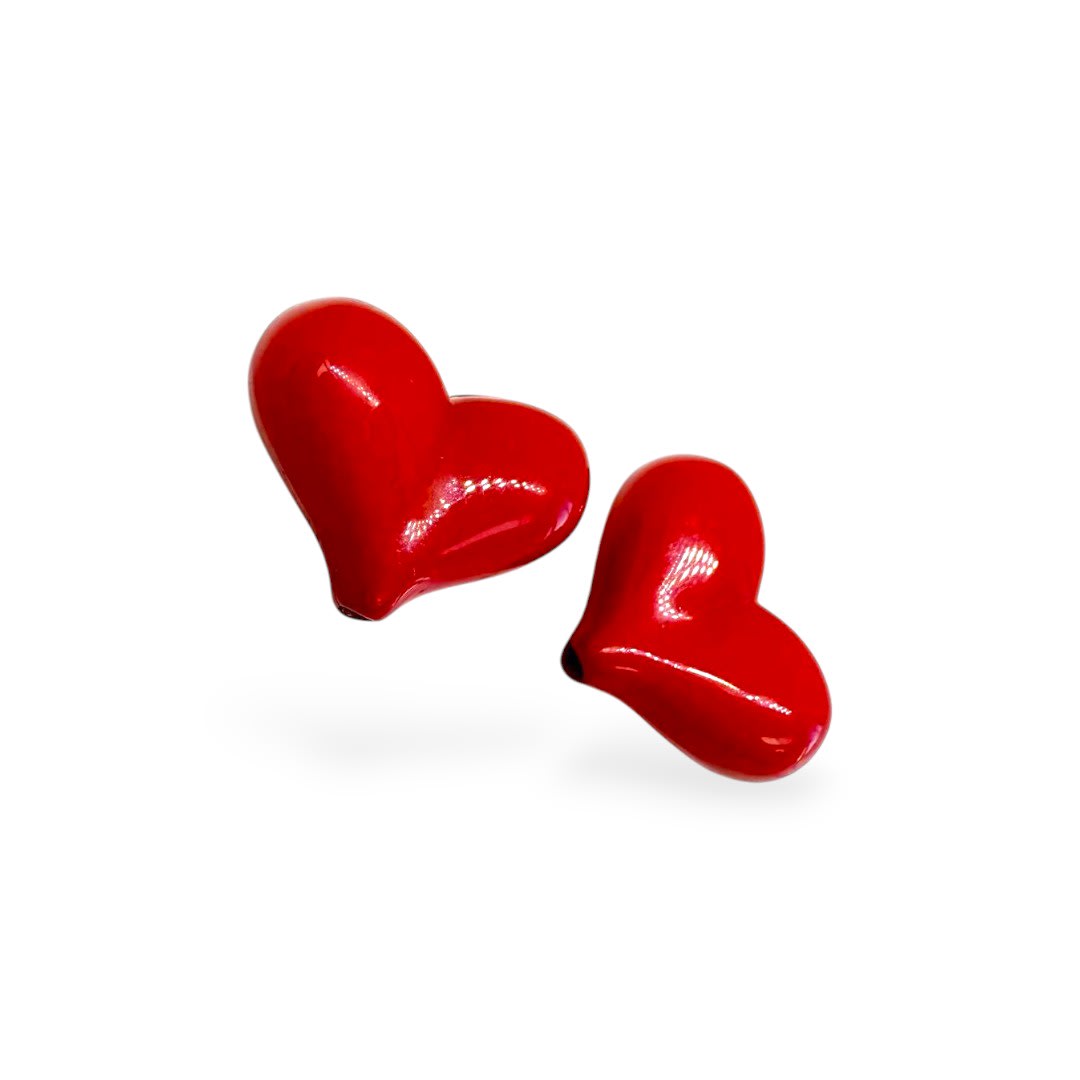 Dije pasador corazón 20 mm rojo plástico / unidad2