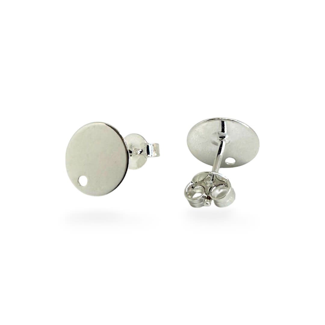 Base de aros topito redondo 10 mm plano baño plata / par1