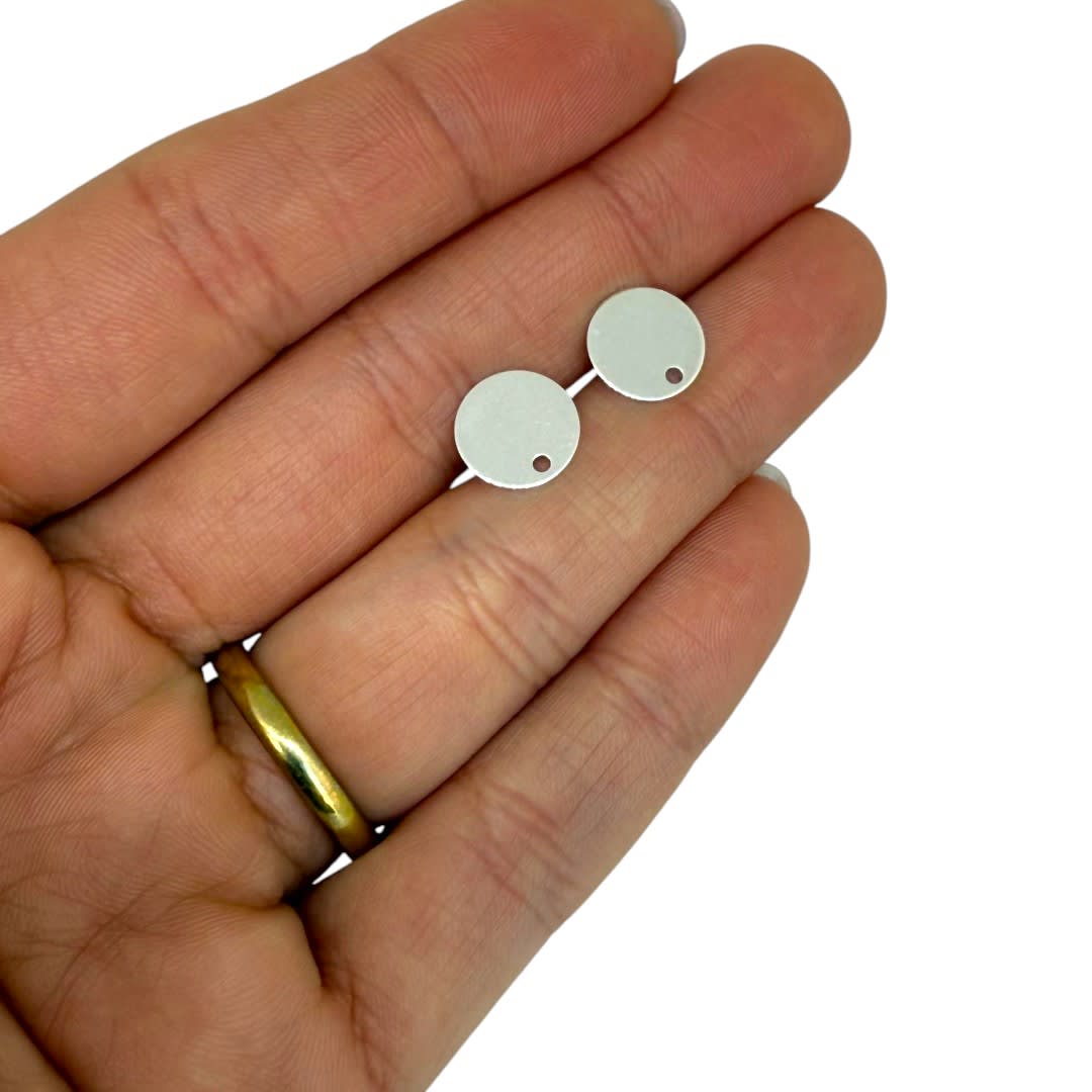 Base de aros topito redondo 10 mm plano baño plata / par2