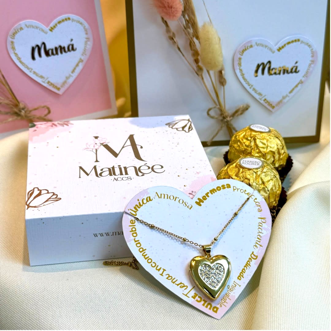 Regalo especial mamá collar relicario con dos fotos chocolates / unidad1