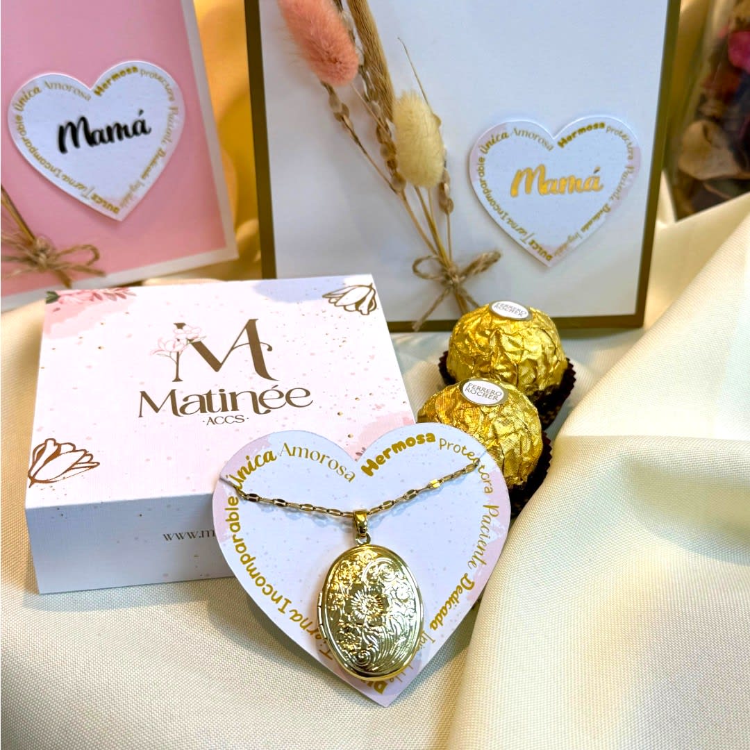 Regalo especial mamá collar relicario con dos fotos chocolates / unidad7