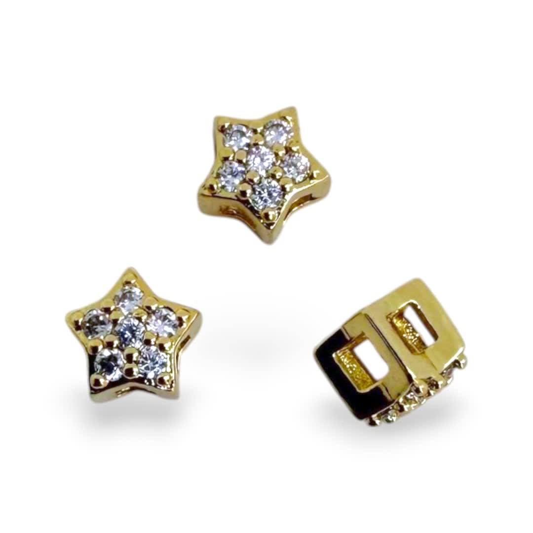 Dije pasador punto de luz mini estrella 6 mm baño de oro / unidad1
