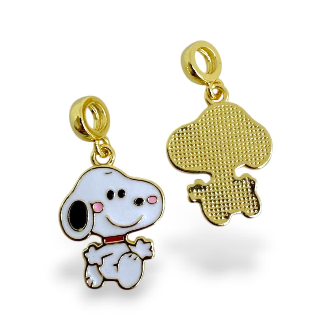 Colgante europeo charm snoopy 20x15 mm esmaltado baño de oro / unidad1
