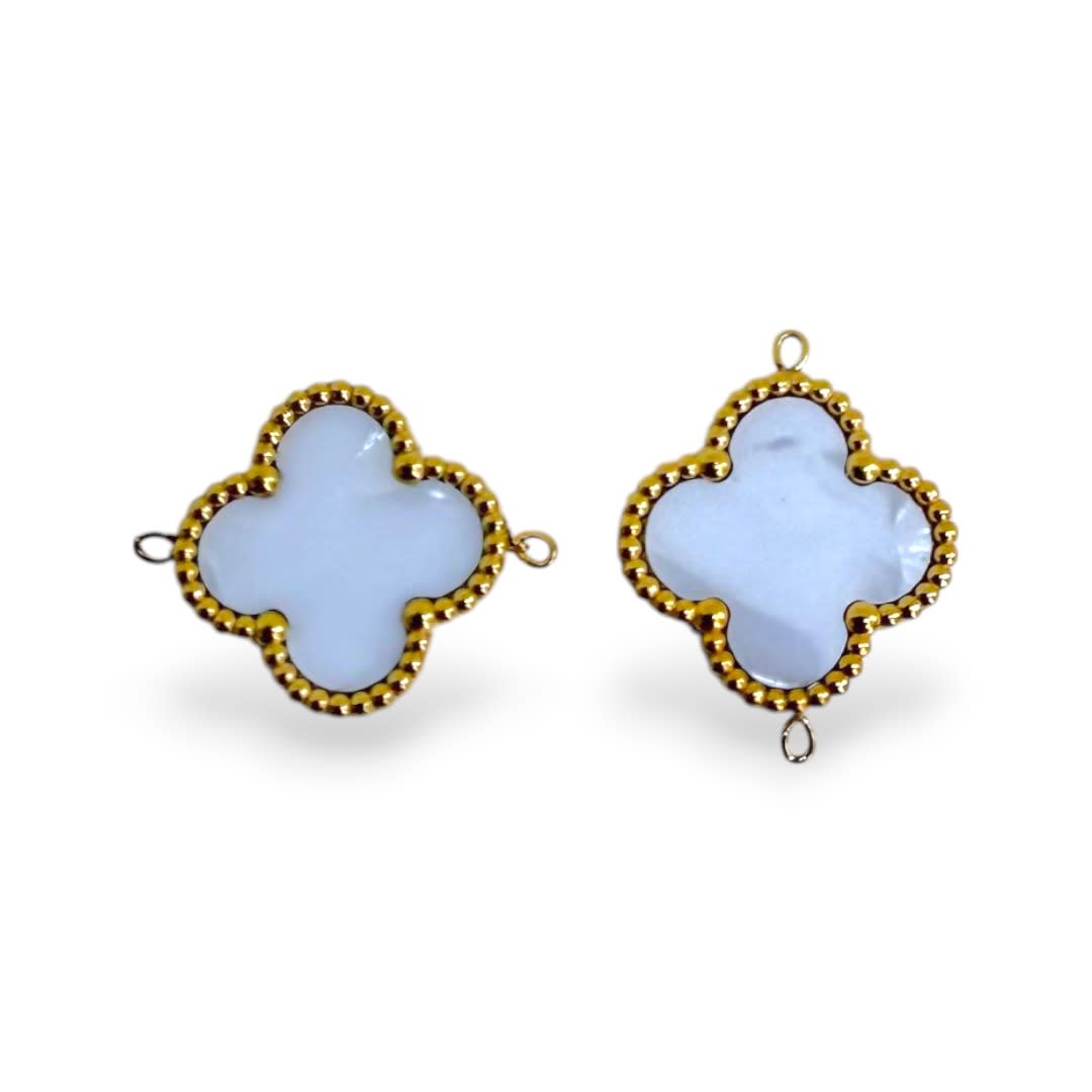 Dije conector esmaltado trébol 14 mm baño de oro / unidad3