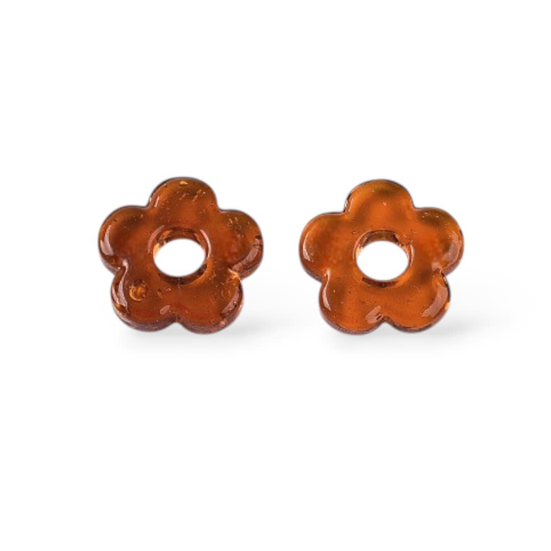 Dije pasador flor murano con orificio grande de 5 mm / unidad12