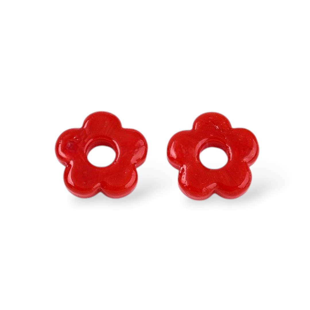 Dije pasador flor murano con orificio grande de 5 mm / unidad11