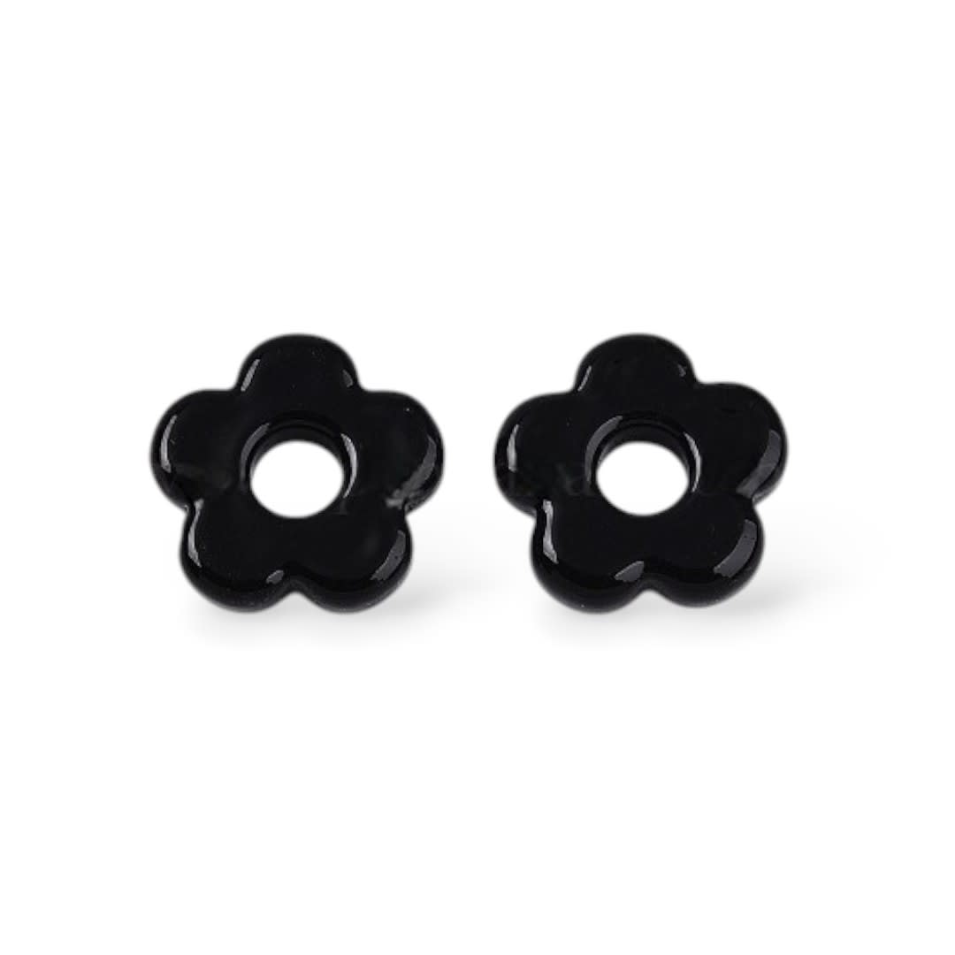 Dije pasador flor murano con orificio grande de 5 mm / unidad10