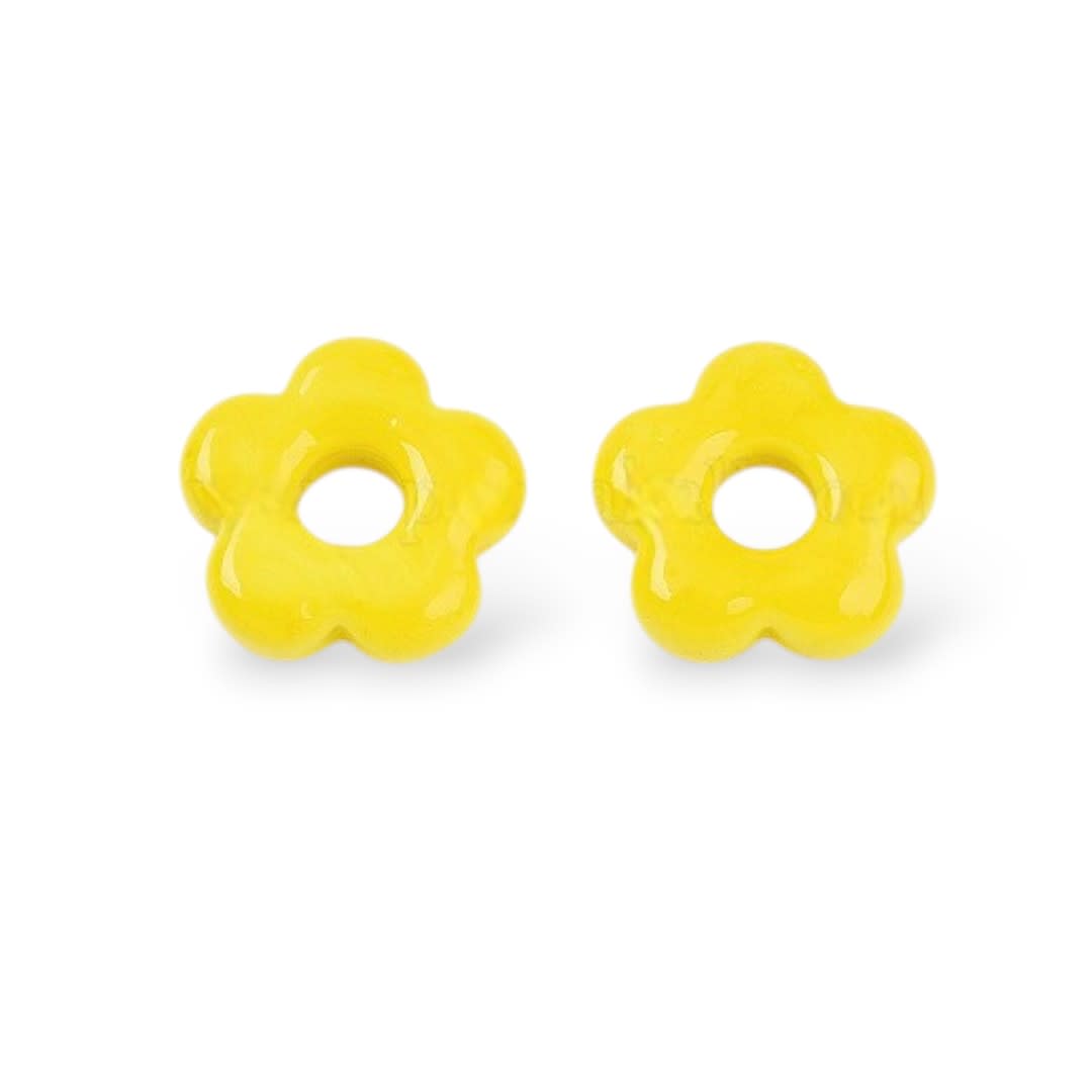 Dije pasador flor murano con orificio grande de 5 mm / unidad8