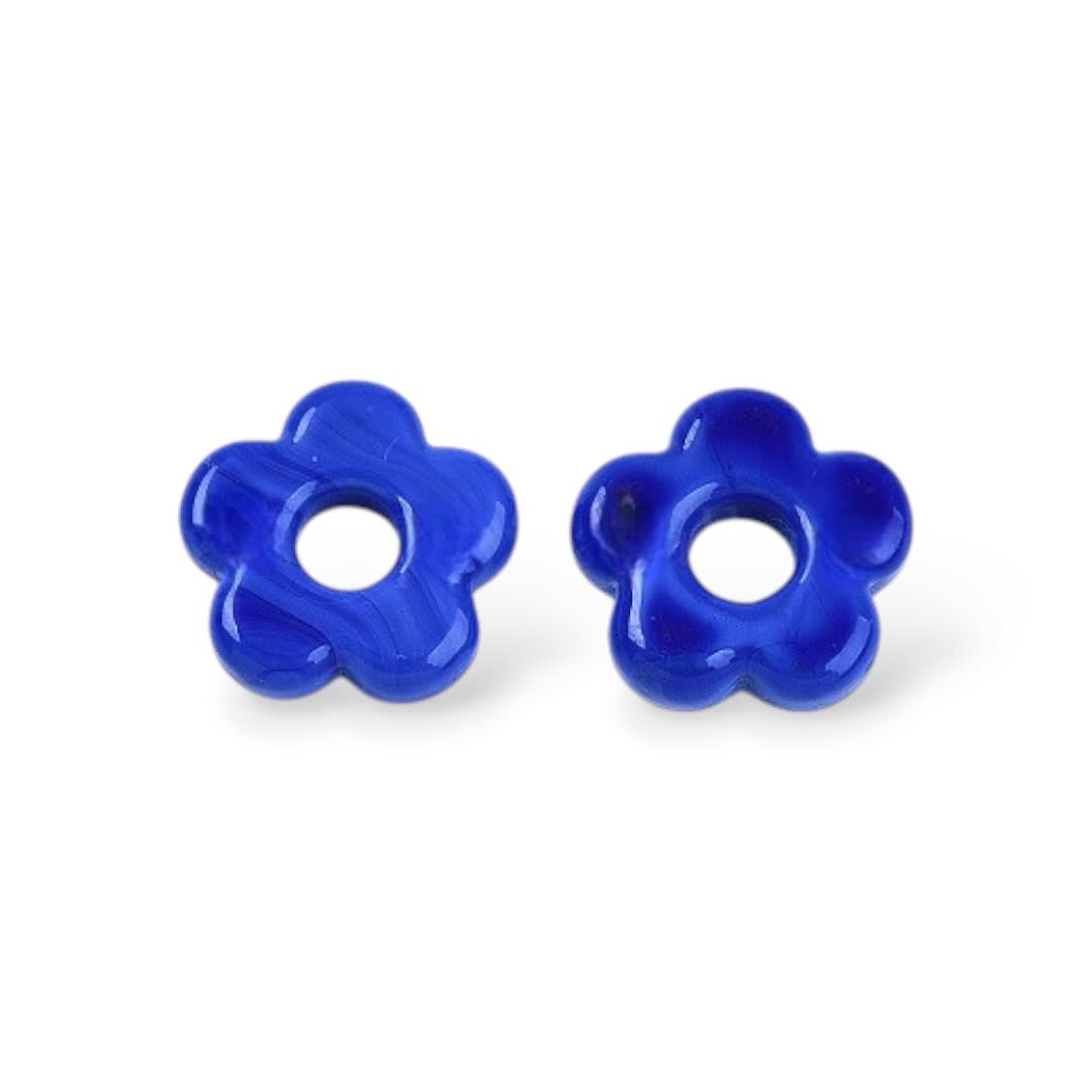Dije pasador flor murano con orificio grande de 5 mm / unidad5