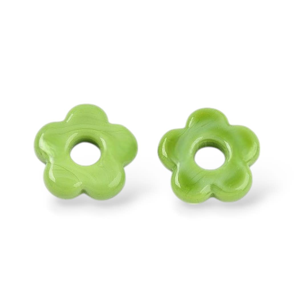 Dije pasador flor murano con orificio grande de 5 mm / unidad3