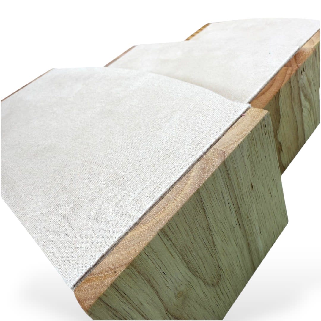 Exhibidor de Joyas 3 niveles madera Tela eco cuero blanco / set6