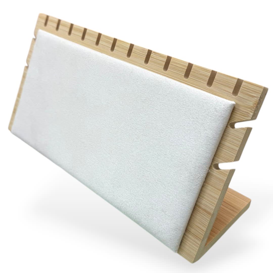 Exhibidor mostrario collar pulsera eco cuero madera horizontal / unidad2