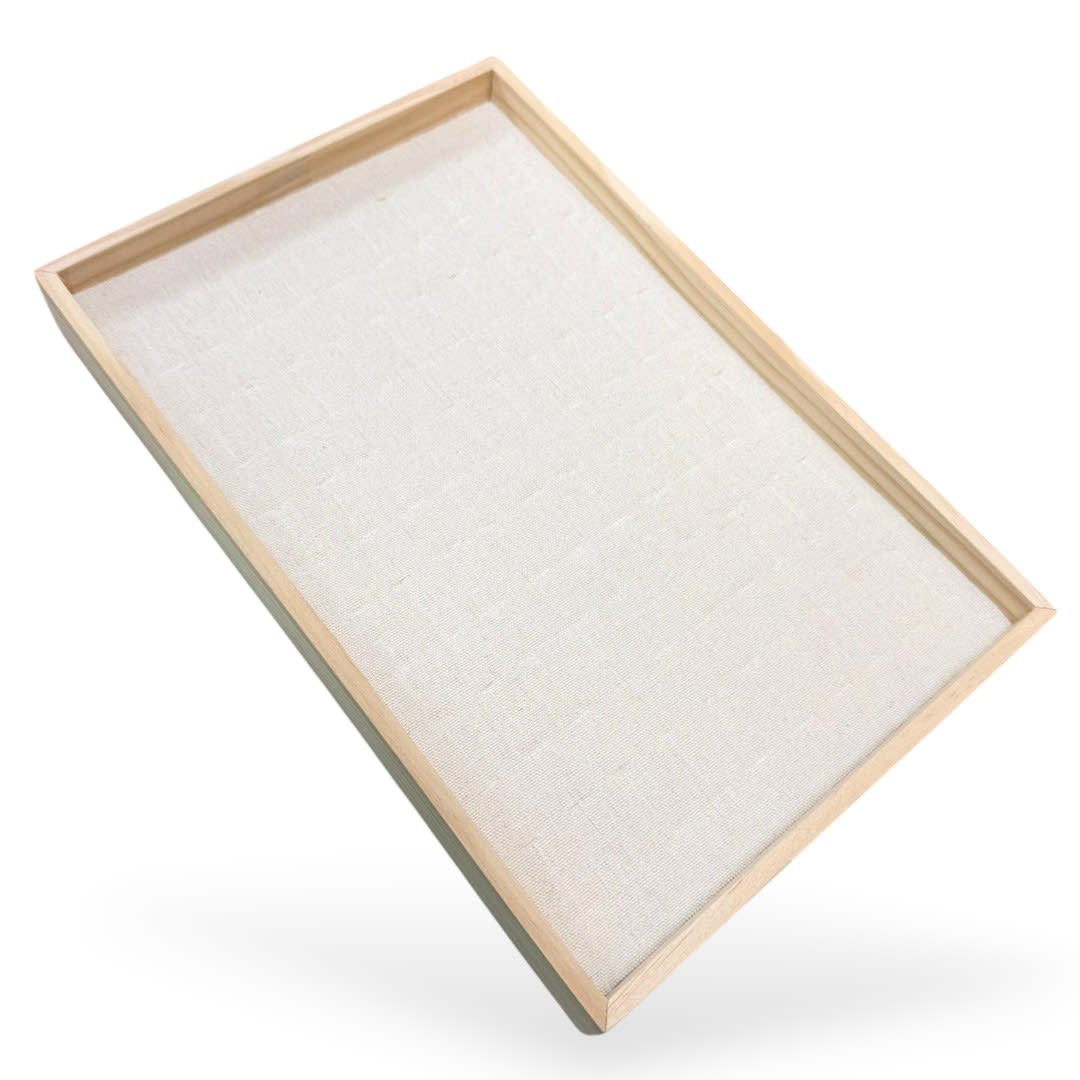 Exhibidor mostrario anillos 30x20 cm tela madera / unidad2
