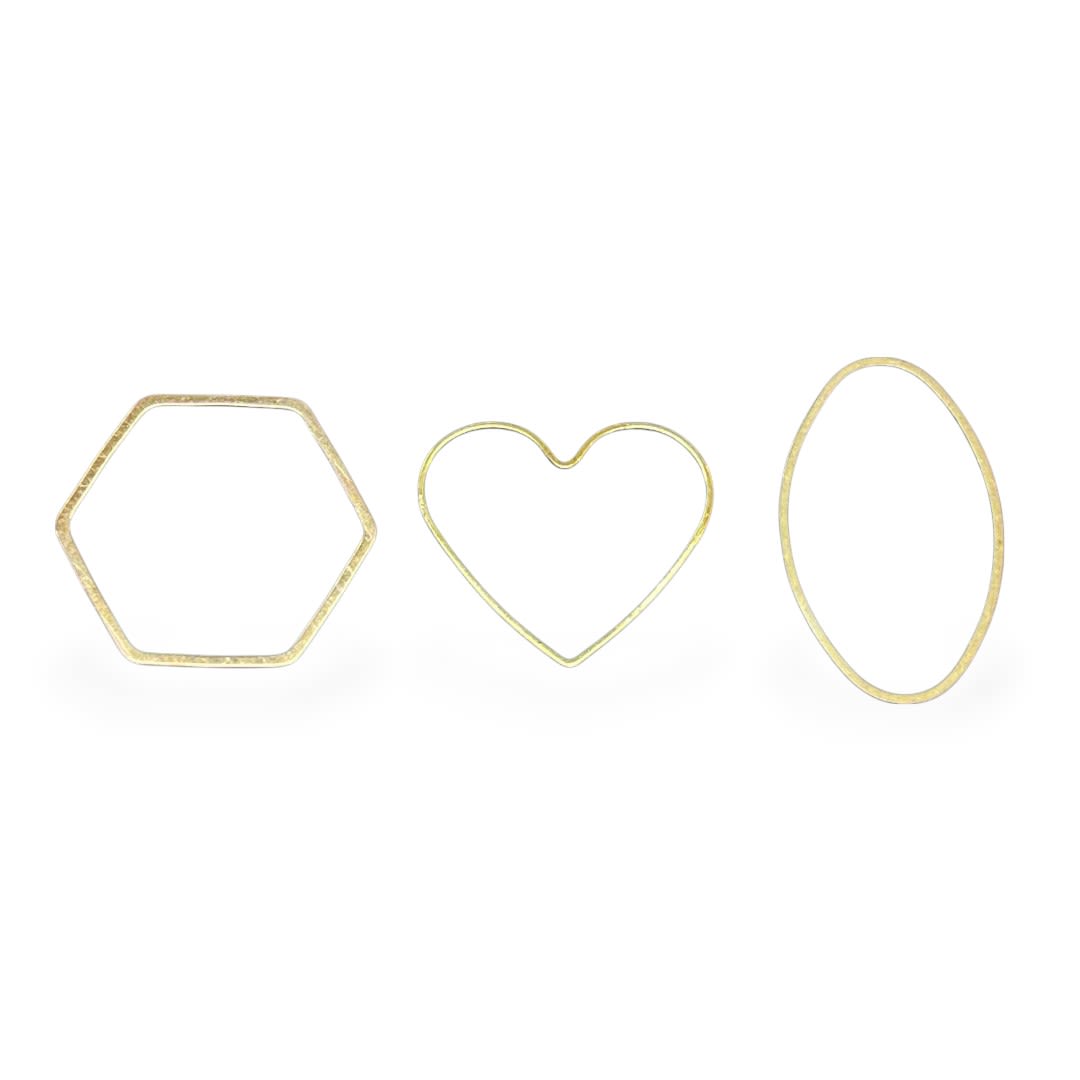 Figuras cerradas corazón óvalo hexágono baño oro / unidad1