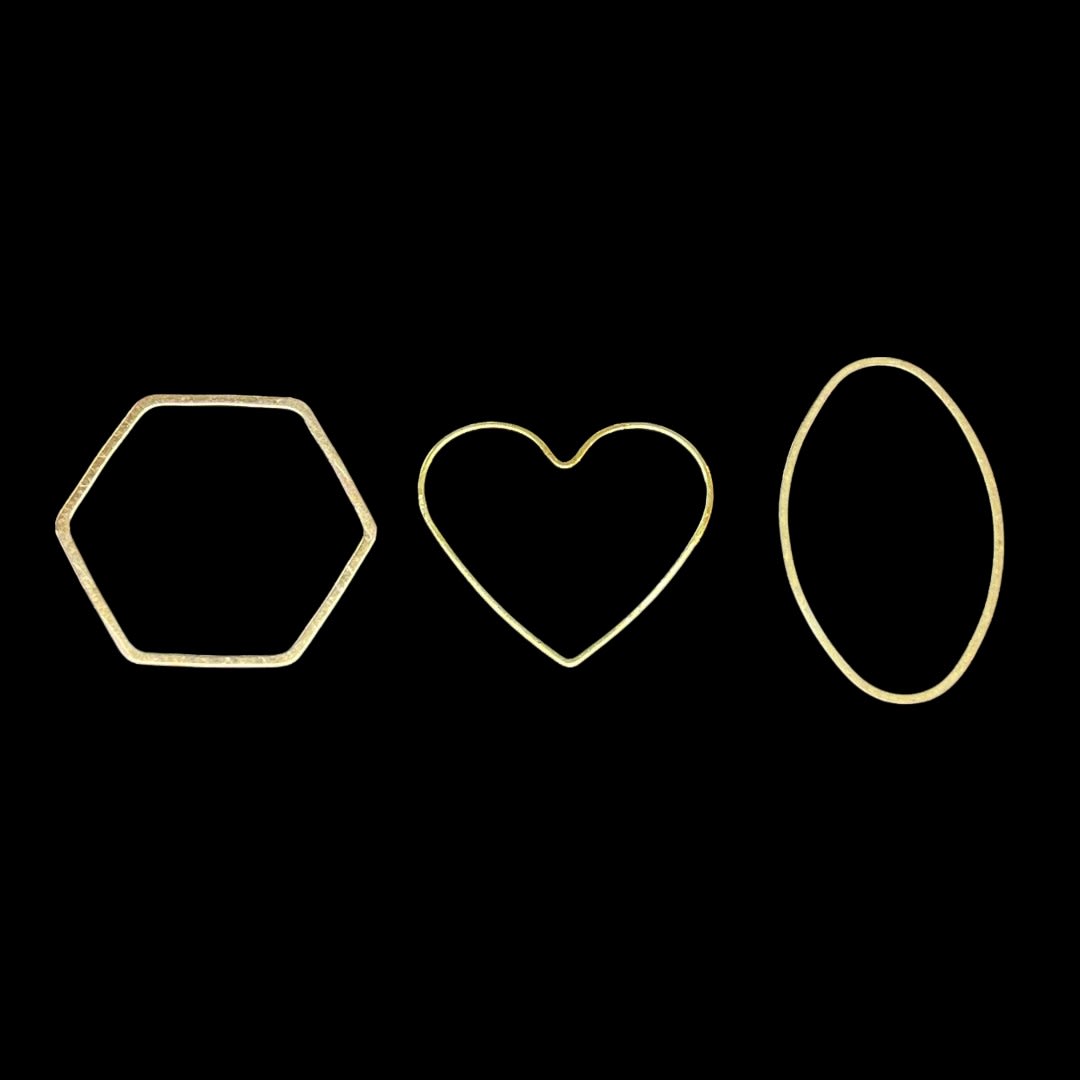 Figuras cerradas corazón óvalo hexágono baño oro / unidad2