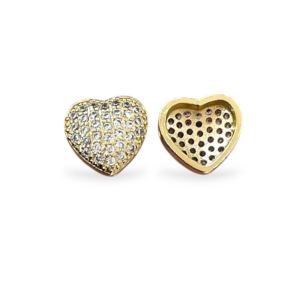 Dije pasador corazón orificio chico 2mm baño oro / unidad1