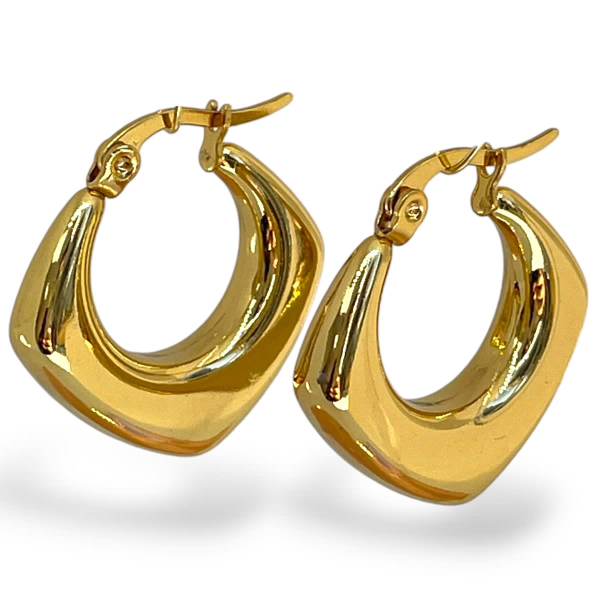 Aros argollas aretes bote rectangular acero / unidad1