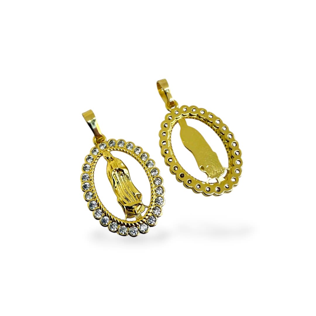 Dije colgante virgen guadalupe 15x22 mm zircón baño oro / unidad2