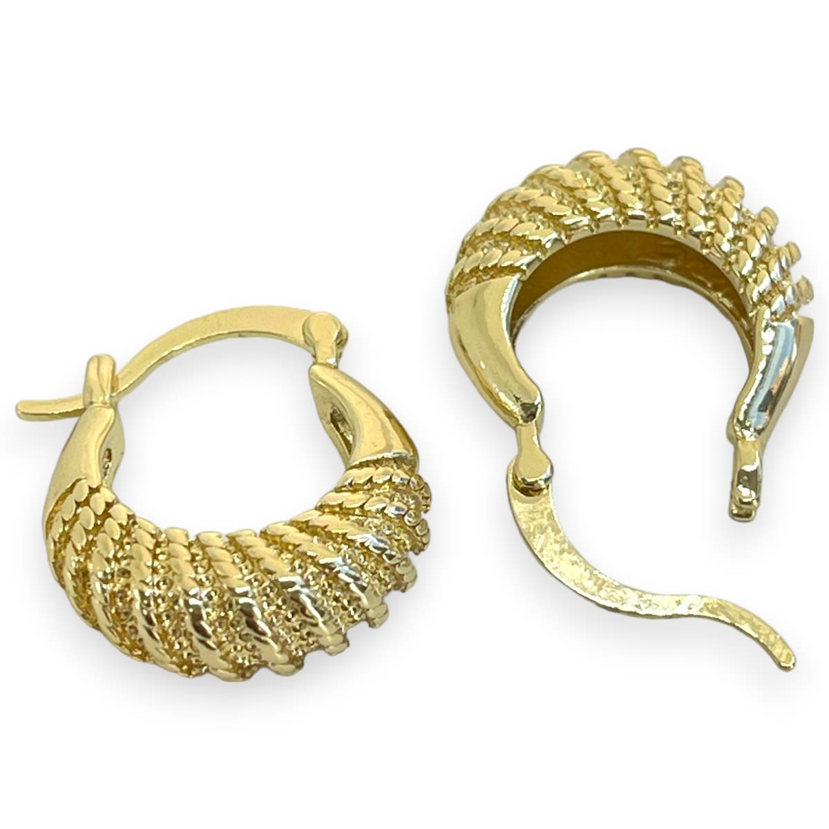 Aros argollas aretes bote texturizado rodio / unidad3