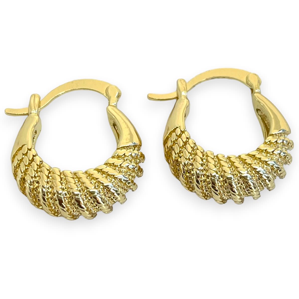Aros argollas aretes bote texturizado rodio / unidad2