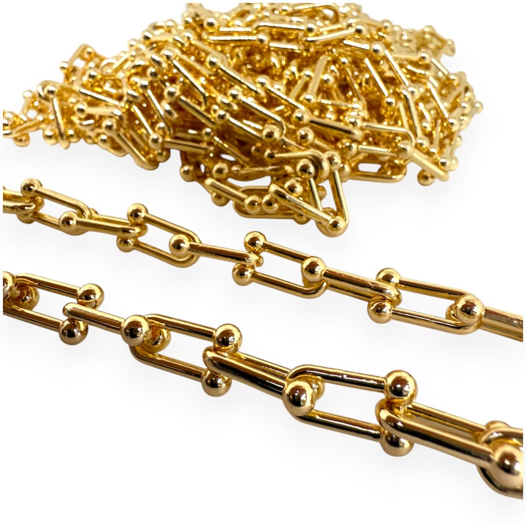 Cadena eslabones tiffany grande 15x7 mm baño de oro / metro2