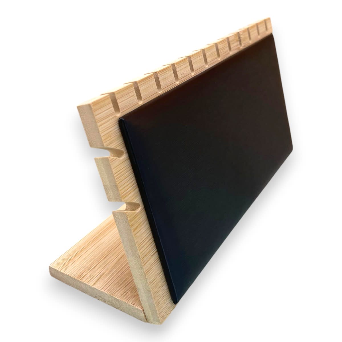 Exhibidor mostrario collar pulsera eco cuero negro madera horizontal / unidad2