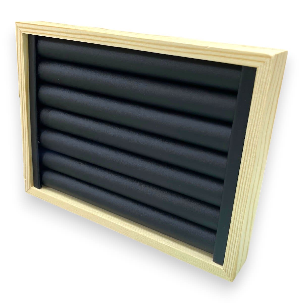 Exhibidor mostrario anillos eco cuero negro madera / unidad2