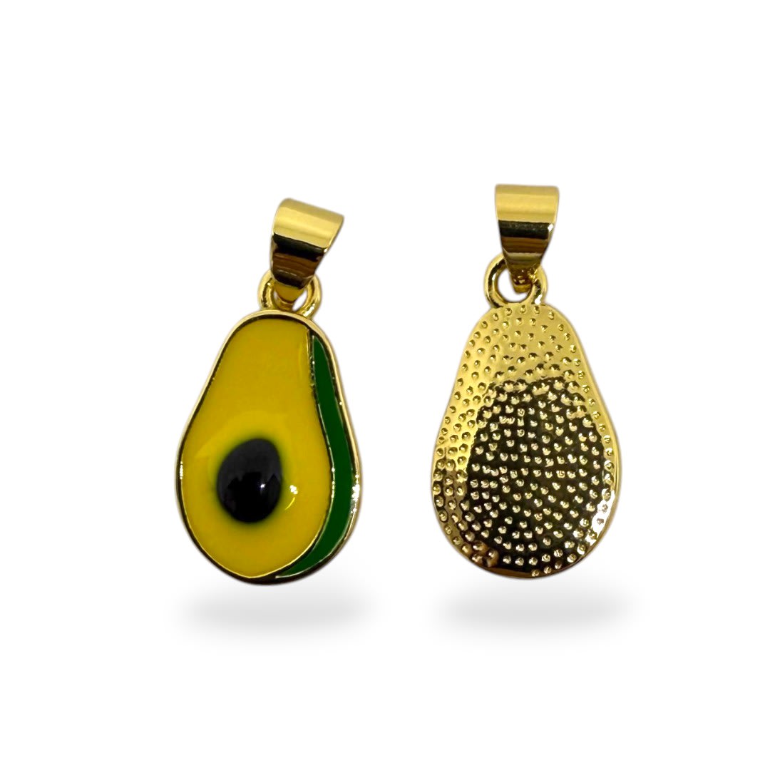 Dije colgante palta aguacate 20x10 mm esmaltado baño de oro / unidad2