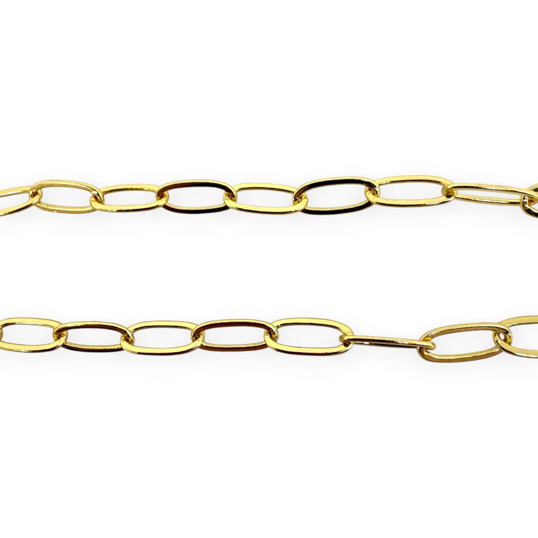 Cadena eslabones rectangulares 10x5 mm baño de oro / metro1