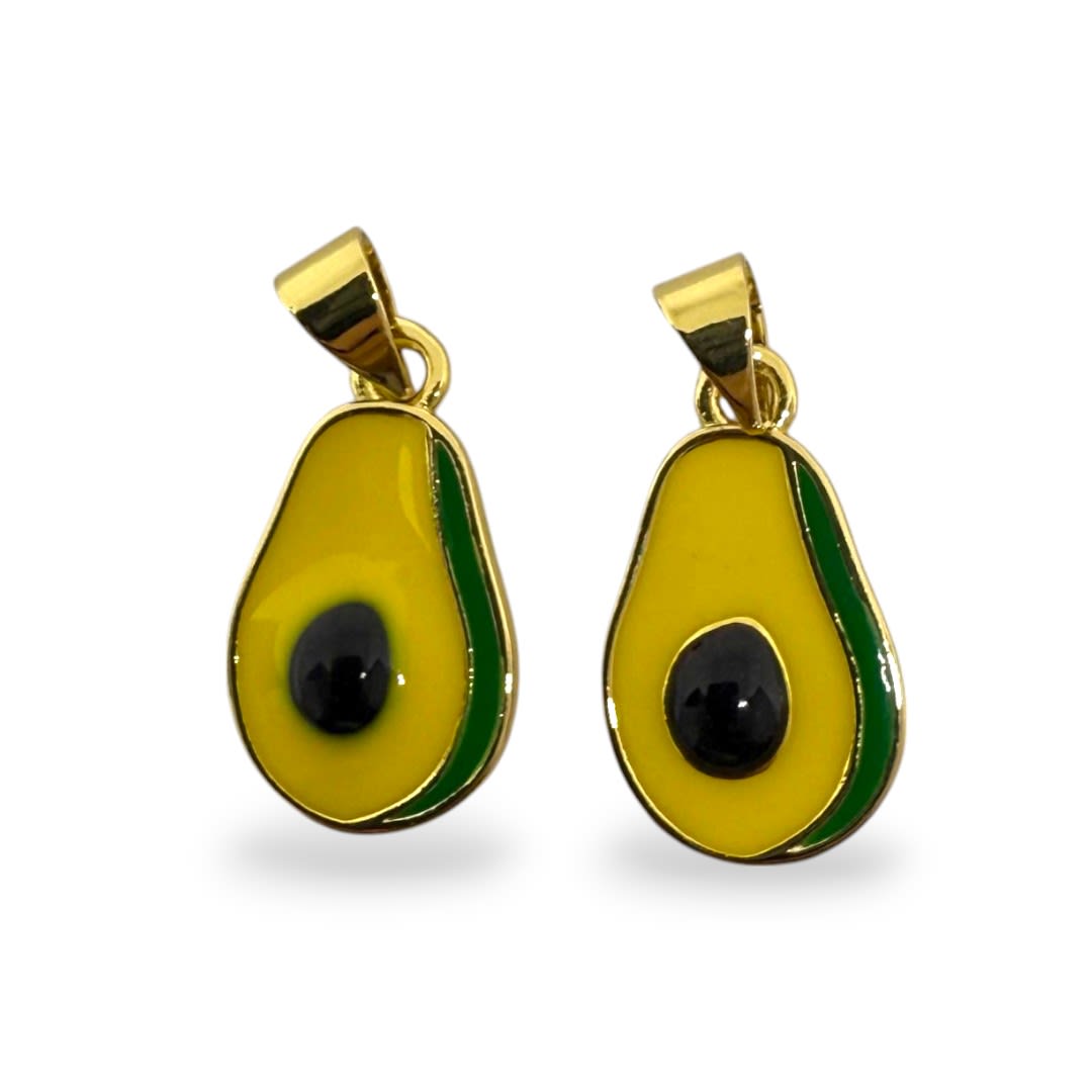 Dije colgante palta aguacate 20x10 mm esmaltado baño de oro / unidad1