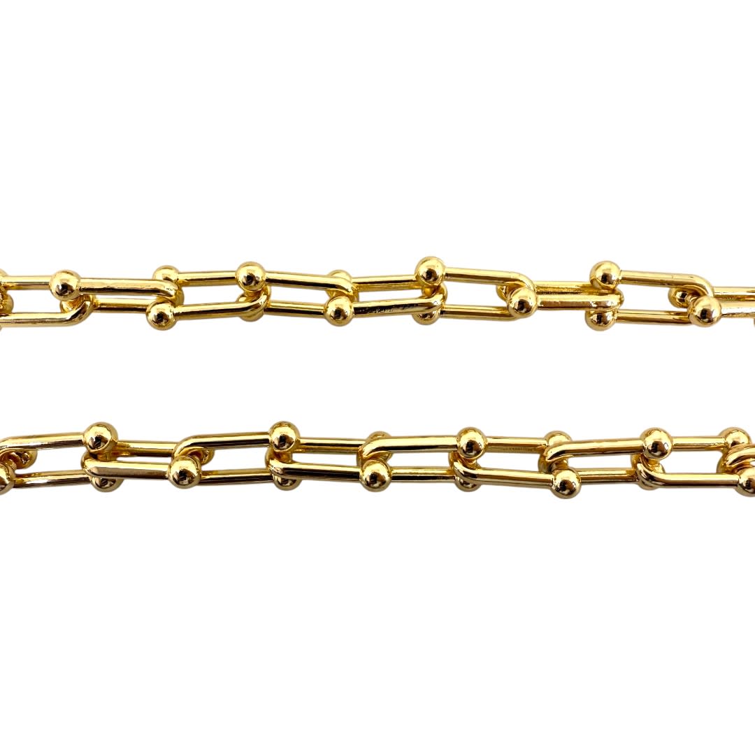 Cadena eslabones tiffany grande 15x7 mm baño de oro / metro1