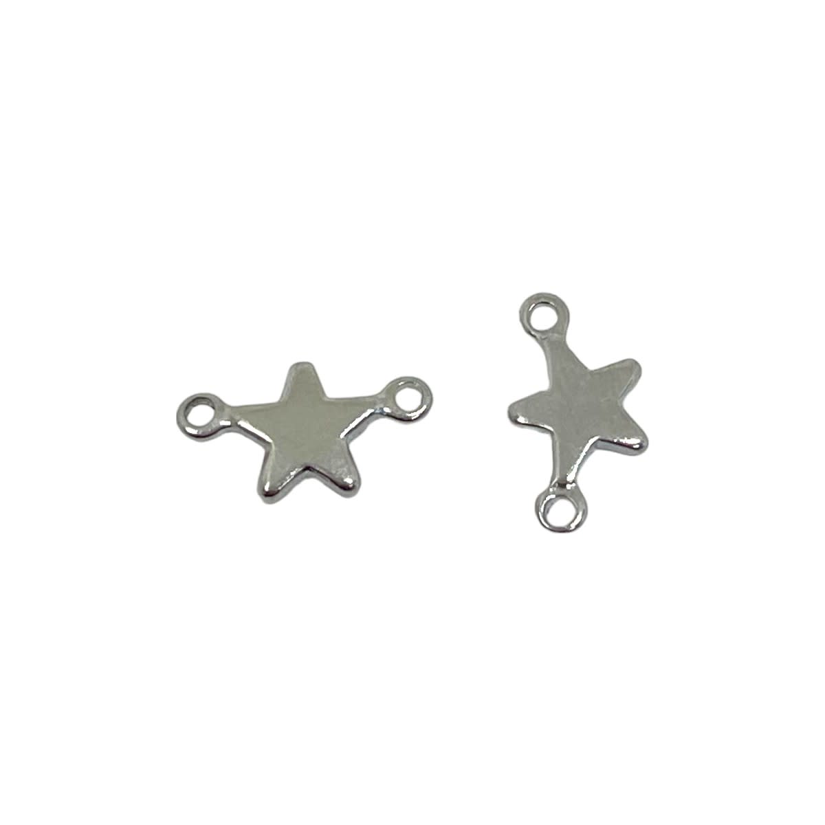 Dije conector mini corazón estrella cruz acero plateado / unidad5