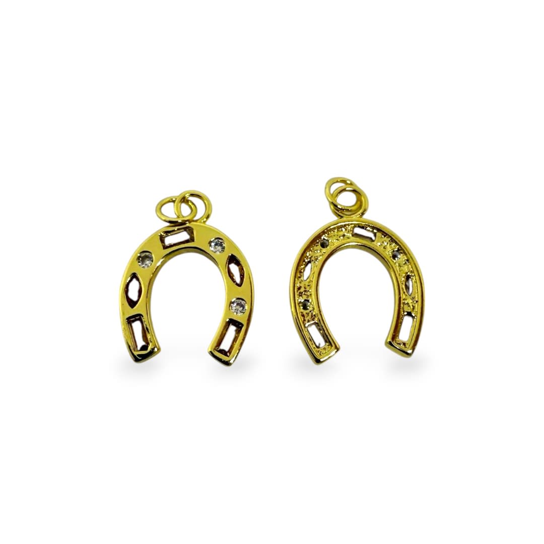Dije colgante herradura 16x29 mm zircón baño de oro / unidad2