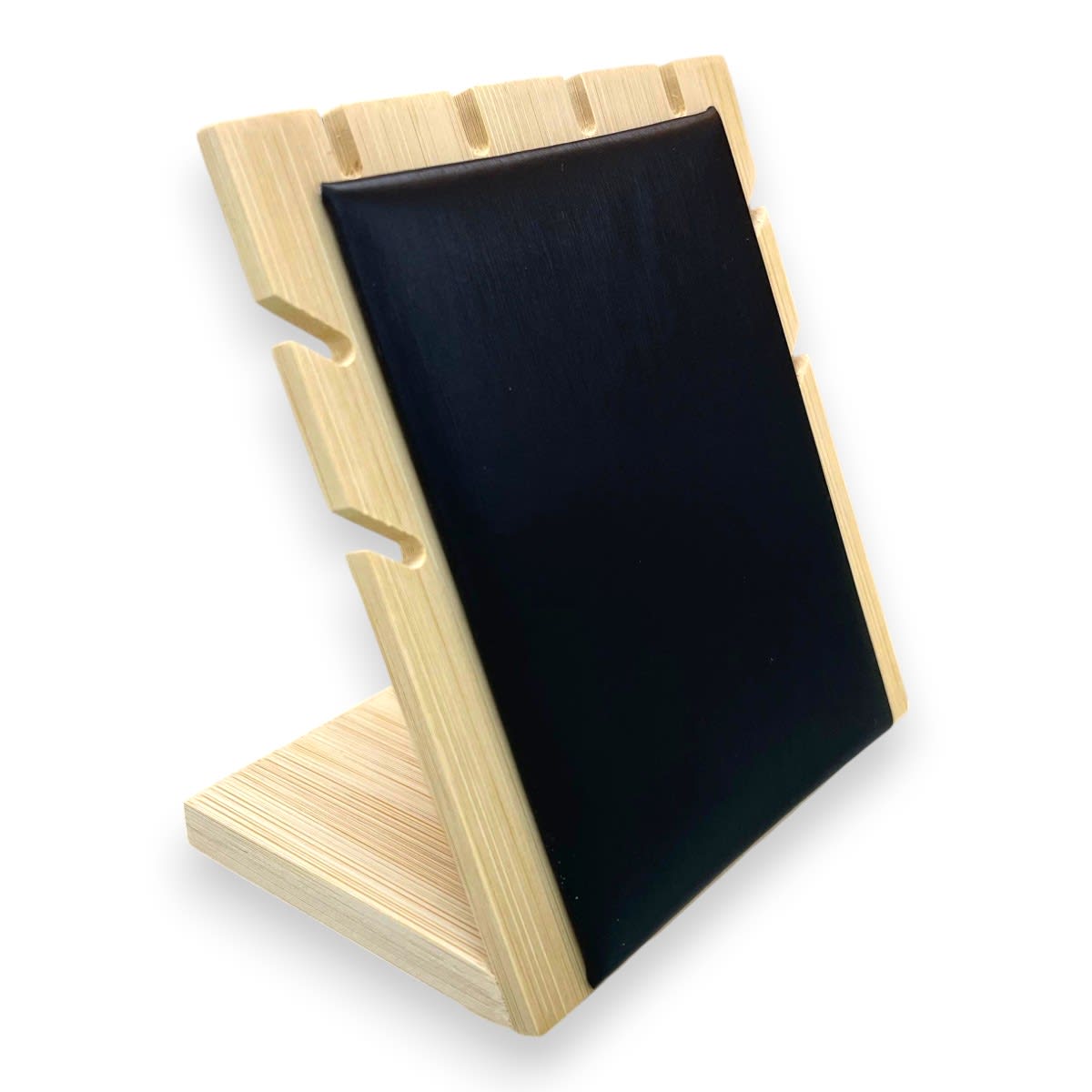 Exhibidor mostrario collar pulsera eco cuero negro madera / unidad1