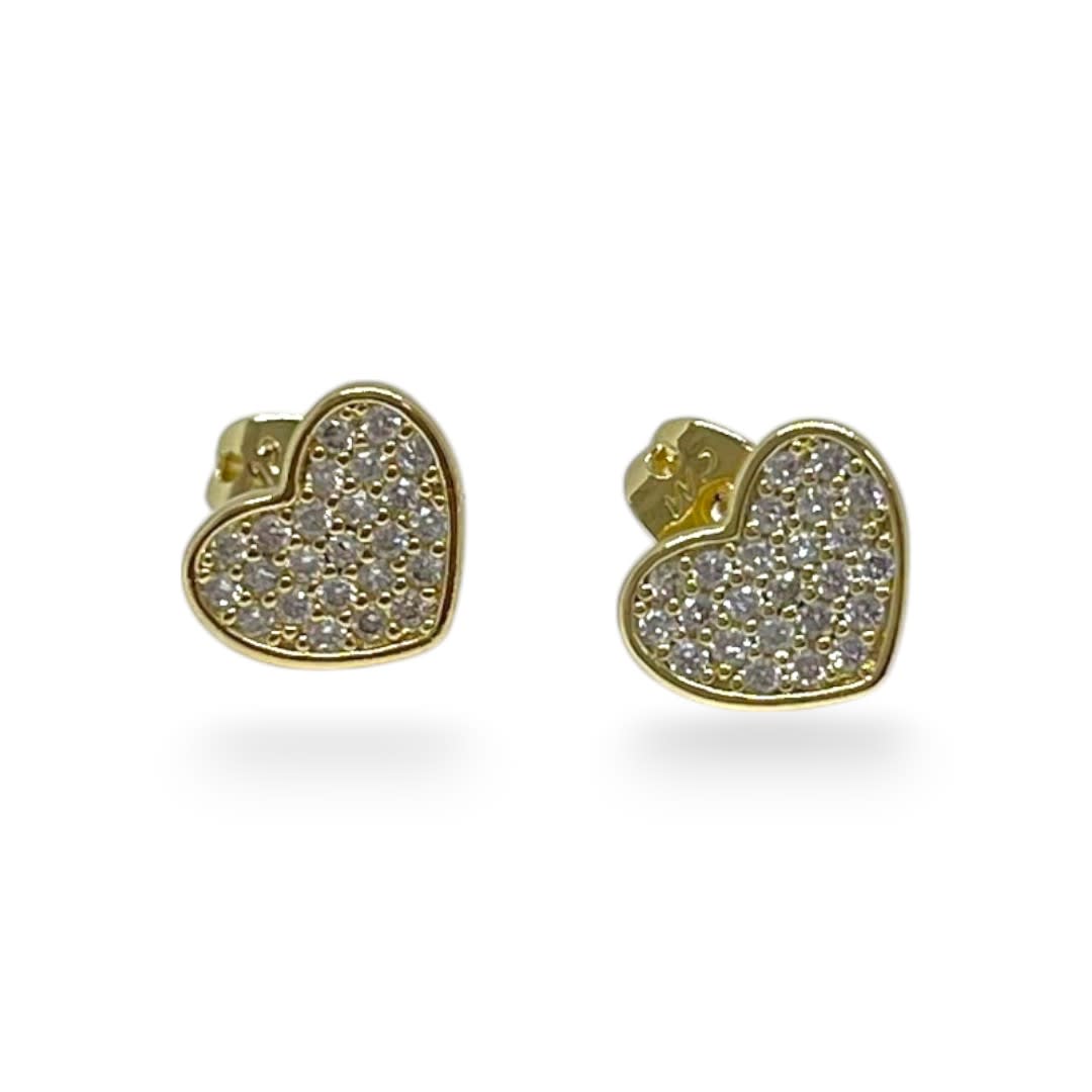 Aros topo topito zircón trébol cuatro hojas corazón baño de oro / par2