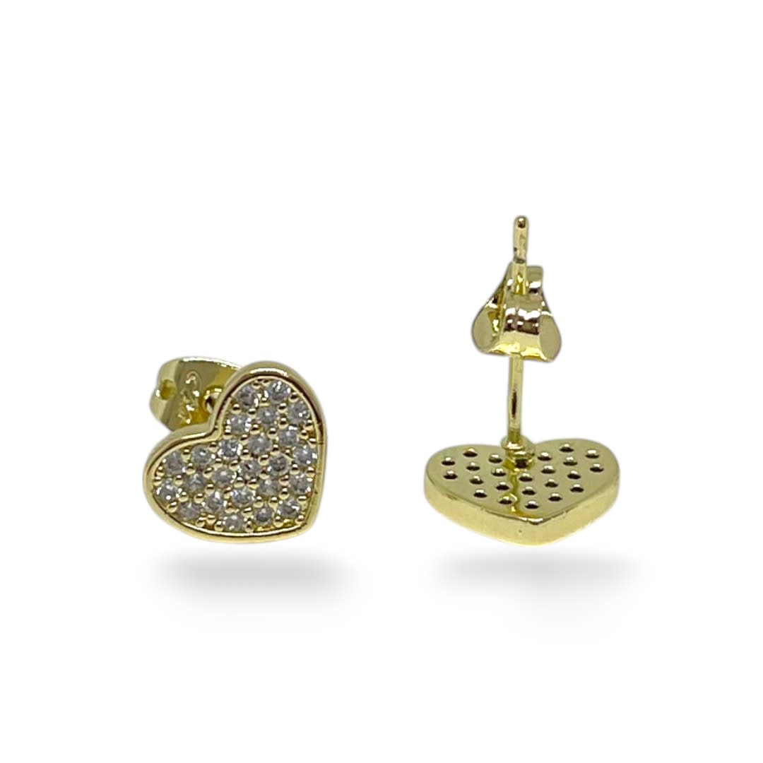 Aros topo topito zircón trébol cuatro hojas corazón baño de oro / par5