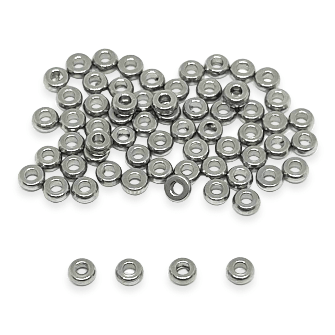Separador redondo liso 3 mm acero plateado / 10 uds1