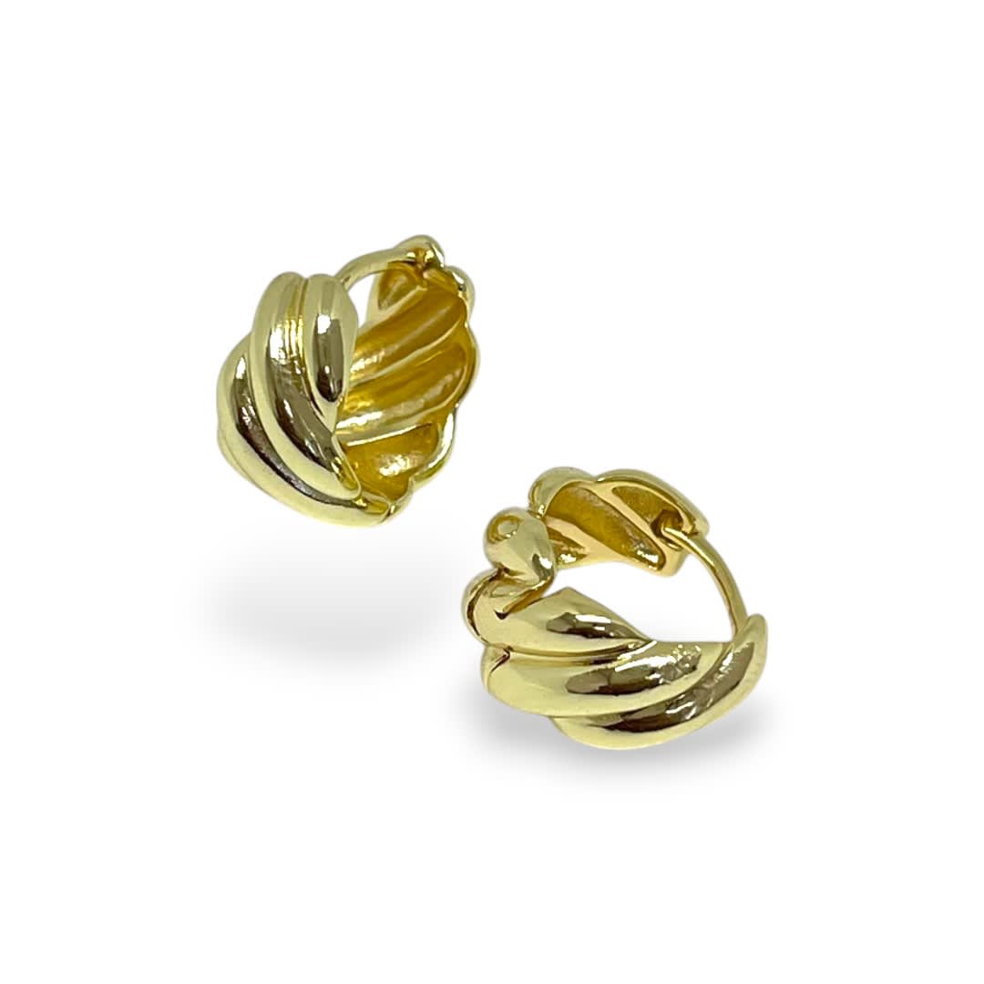 Aros argollas aretes torneados baño de oro / par2
