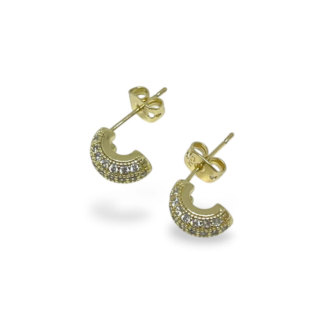 Aros topo topito zircón elegante baño de oro / par2