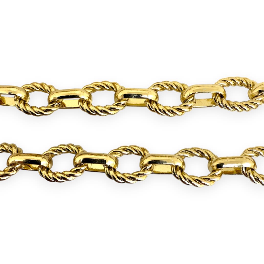 Cadena eslabones ovalados lisos y texturizados 9x13 mm baño de oro / metro1