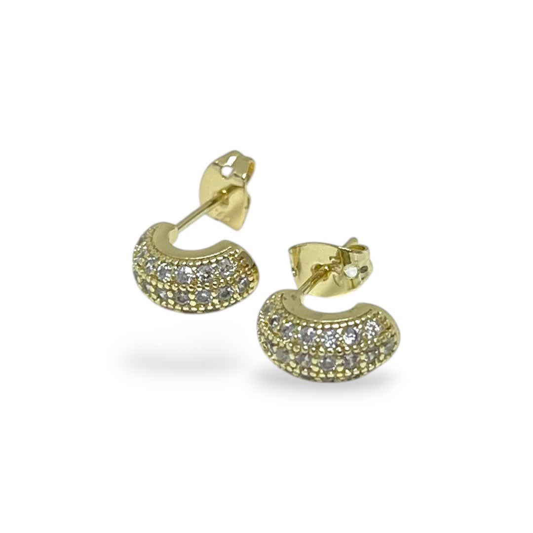 Aros topo topito zircón elegante baño de oro / par1