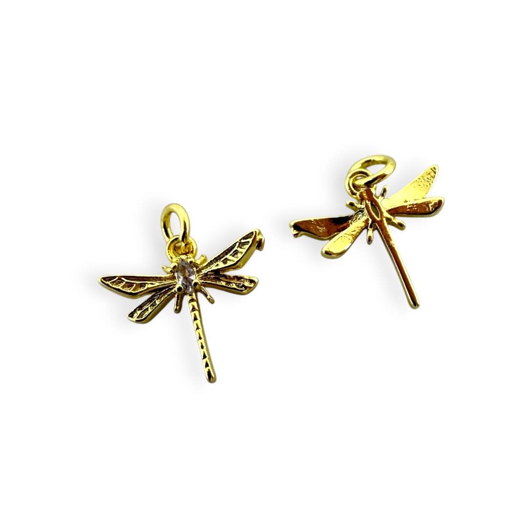 Dije colgante libélula 14 mm baño de oro / unidad2