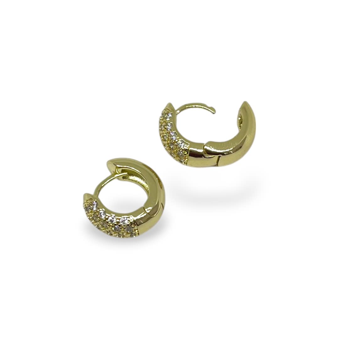 Aros argollas aretes chicas gruesas zircón baño de oro / par2